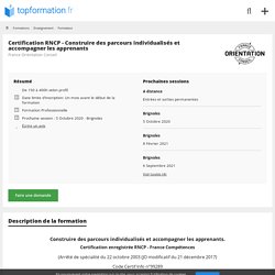 Certification RNCP - Construire des parcours individualisés