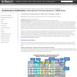 TM Forum Compliance Certification Program Product List - International Turnkey Systems, TABS Suite