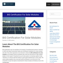BIS certification for solar modules