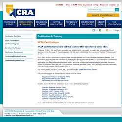 Certifications - Certification & Training - NCRA