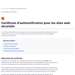 Certificats d'authentification pour les sites web sécurisés
