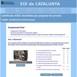 Certificats d'EOI. Anglès. Certificat de nivell avançat: Prova de comprensió oral