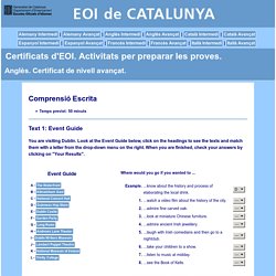 Certificats d'EOI. Anglès. Certificat de nivell avançat: Prova de comprensió escrita