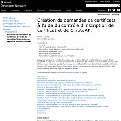 Création de demandes de certificats à l'aide du contrôle d'inscription de certificat et de CryptoAPI