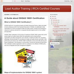 IRCA Certified Courses : A Guide about OHSAS 18001 Certification