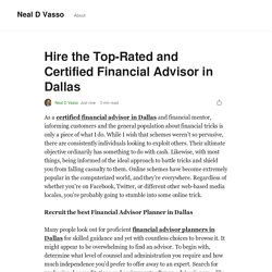 Hire the Top-Rated and Certified Financial Advisor in Dallas