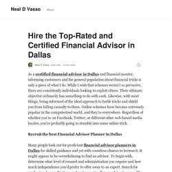Hire the Top-Rated and Certified Financial Advisor in Dallas
