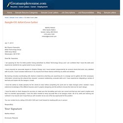 Sample CG Artist Cover Letter