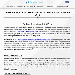 cgbse.nic.in, CGBSE 10th Result 2015, CG Board 10th Result 2015