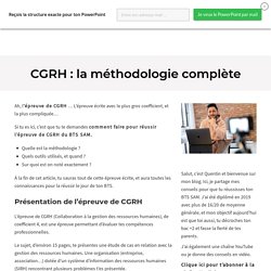 CGRH : la méthodologie complète - BTS Support à l'Action Managériale