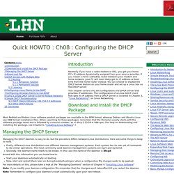 Ch08 : Configuring the DHCP Server