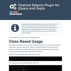 Chained Selects Plugin for jQuery and Zepto