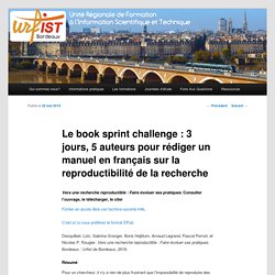 Le book sprint challenge : 3 jours, 5 auteurs pour rédiger un manuel en français sur la reproductibilité de la recherche