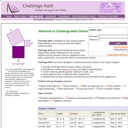 Challenge Math Online: An Online Program for Gifted, Talented and Promising Math Students