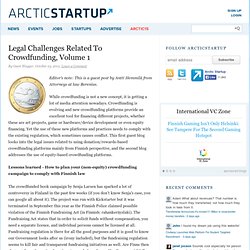 Legal Challenges Related To Crowdfunding, Volume 1