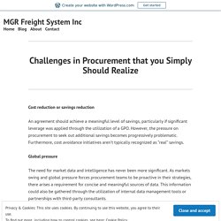 Challenges in Procurement that you Simply Should Realize – MGR Freight System Inc