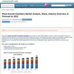 Plant Growth Chambers Market Analysis, Share, Industry Overview, & Forecast to 2022