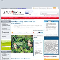 Champignons - Quel est l'intérêt nutritionnel des champignons ?