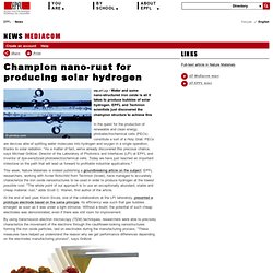 Champion nano-rust for producing solar hydrogen