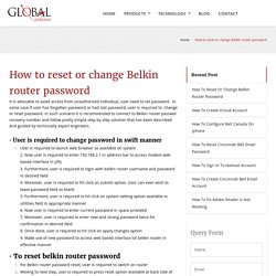 How to reset or change Belkin router password