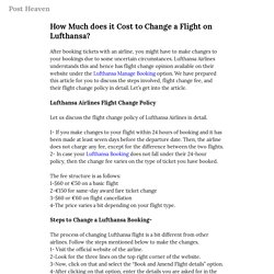 How Much does it Cost to Change a Flight on Lufthansa? — Post Heaven