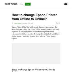How to change Epson Printer from Offline to Online?