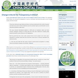 Change in the Air for Transparency in China?