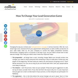 How To Change Your Lead Generation Game