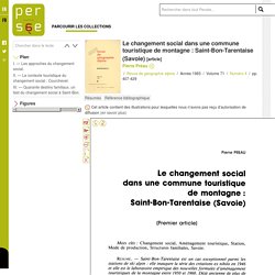 Le changement social dans une commune touristique de montagne : Saint-Bon-Tarentaise (Savoie)