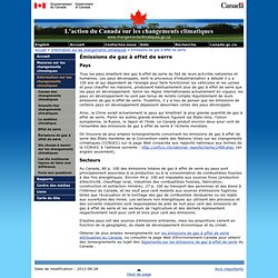 L'action du Canada sur les changements climatiques - Information sur les changements climatiques - missions de gaz effet de serre