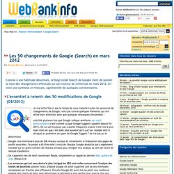 Les 50 changements de Google (Search) en mars 2012