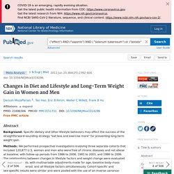 Changes in Diet and Lifestyle and Long-Term Weight Gain in Women and Men - PubMed