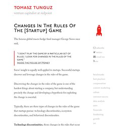 Changes in the rules of the [startup] game