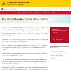CSU Channel Islands confirms a case of measles - News Releases - CSU Channel Islands