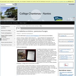 Collège Chantenay - Nantes - Les tablettes en lettres : panorama d'usages