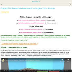 Chapitre 2 La diversité des êtres vivants a changé au cours du temps