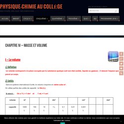 Chapitre IV – Masse et volume - Physique-Chimie au Collège