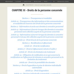 CHAPITRE III - Droits de la personne concernée