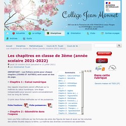 Les chapitres en classe de 3ème (année scolaire 2021-2022) - Collège Jean Monnet