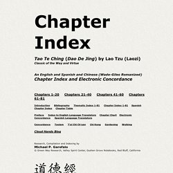 Chapter Index, Tao Te Ching (Dao De Jing) by Lao Tzu (Laozi), Concordance