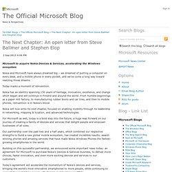The Next Chapter: An open letter from Steve Ballmer and Stephen Elop - The Official Microsoft Blog