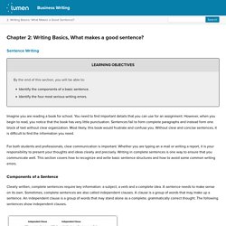 Chapter 2: Writing Basics, What makes a good sentence?