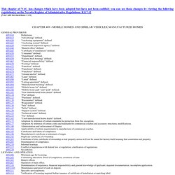 NAC: CHAPTER 489 - MOBILE HOMES AND SIMILAR VEHICLES; MANUFACTURED HOMES