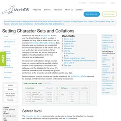 Setting Character Sets and Collations - MariaDB Knowledge Base