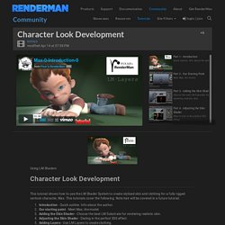Character Look Development - RenderMan Community