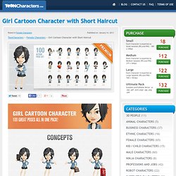 Girl Cartoon Character with Short Haircut - ToonCharacters