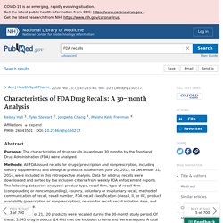 Characteristics of FDA Drug Recalls: A 30-month Analysis - PubMed