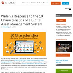 s Response to the 10 Characteristics of a Digital Asset Management System