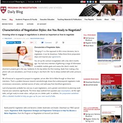 Characteristics of Negotiation Styles: Are You Ready to Negotiate?