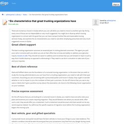 Six characteristics that great trucking organizations have